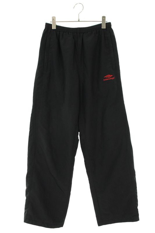 Balenciaga 720237 Tko48 One Point Logo Embroidered Nylon Track Long Pants Men's