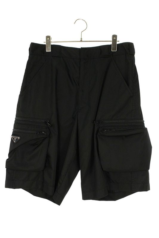 Prada Sph393 S000 1WQ8 Re-nylon Triangle Plate Nylon Cargo Half Pants Men S