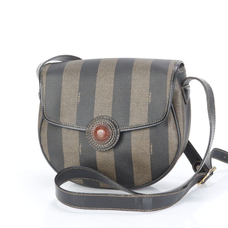 Fendi Pecan Leather Shoulder Bag Crossbody Gold Hardware Genuine Leather Women