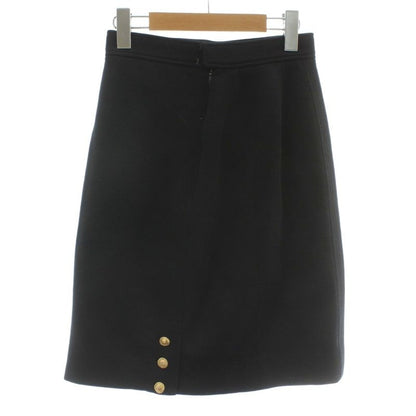 Chanel Vintage Tight Skirt Knee Length Coco Mark Gold Button Black XZ - GY18