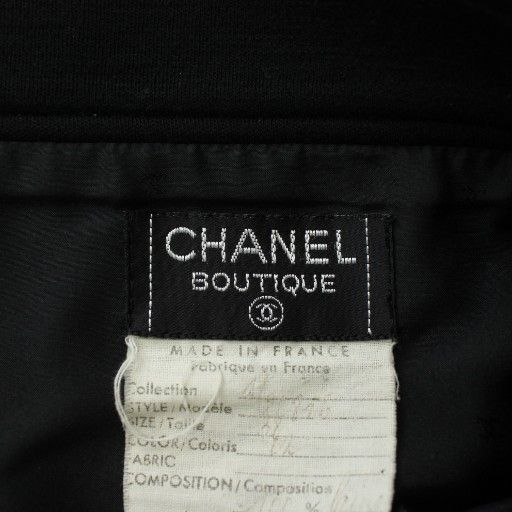 Chanel Vintage Tight Skirt Knee Length Coco Mark Gold Button Black XZ - GY18