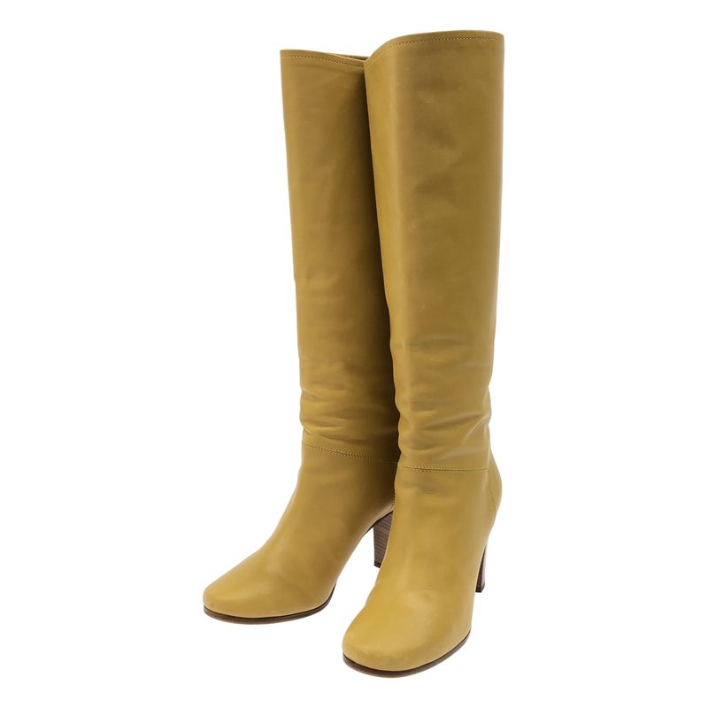 Celine by Phoebe Philo Celine Phoebe Philo Leather Heel Long Boots Yellow 37.5