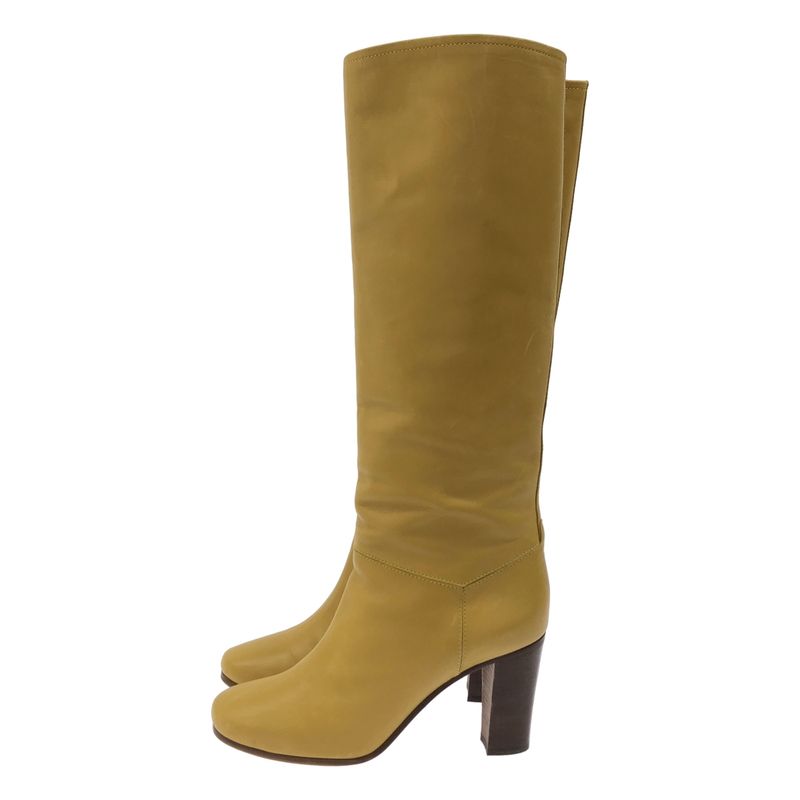 Celine by Phoebe Philo Celine Phoebe Philo Leather Heel Long Boots Yellow 37.5