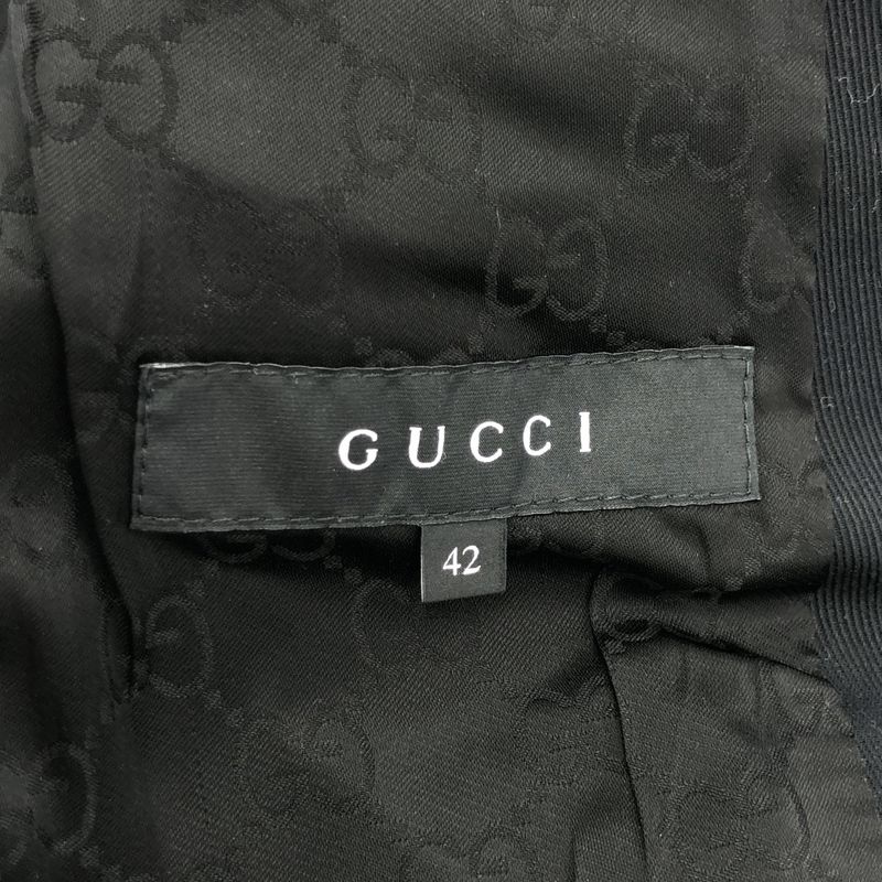 Gucci Leather Belted Lapel Tailored Jacket 210373 Black 42