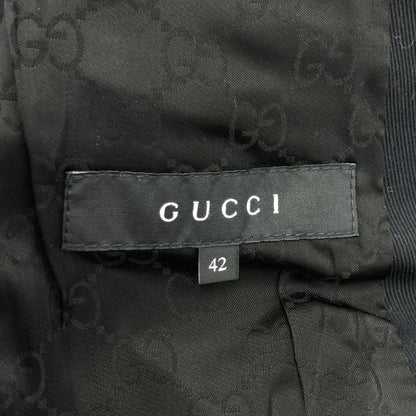 Gucci Leather Belted Lapel Tailored Jacket 210373 Black 42