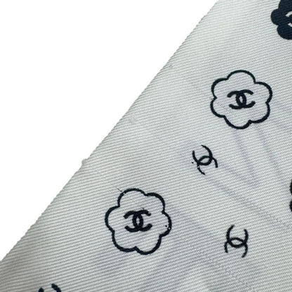Chanel Coco Mark Twillie Silk Scarf White