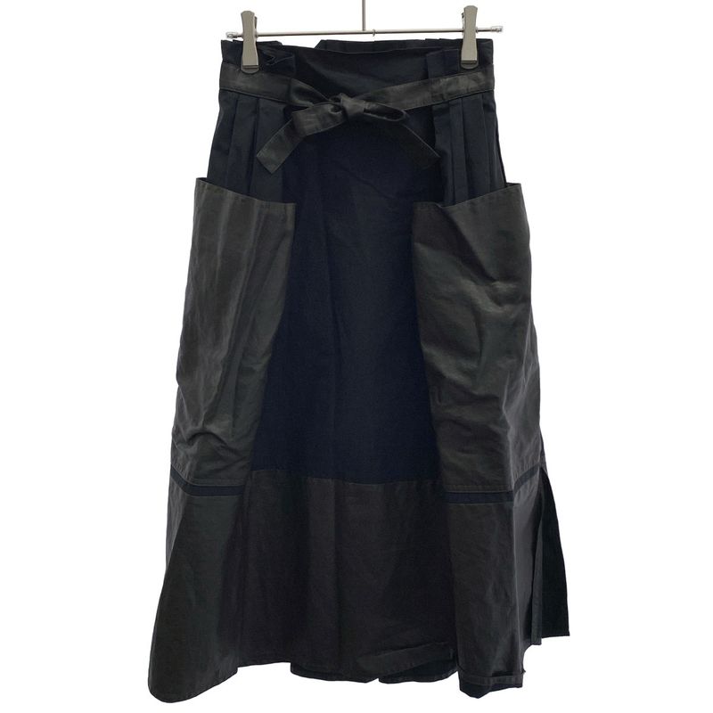 Balenciaga 13ss Cotton Poplin Linen Design Skirt 301622 Tcb21 Black Brown 34