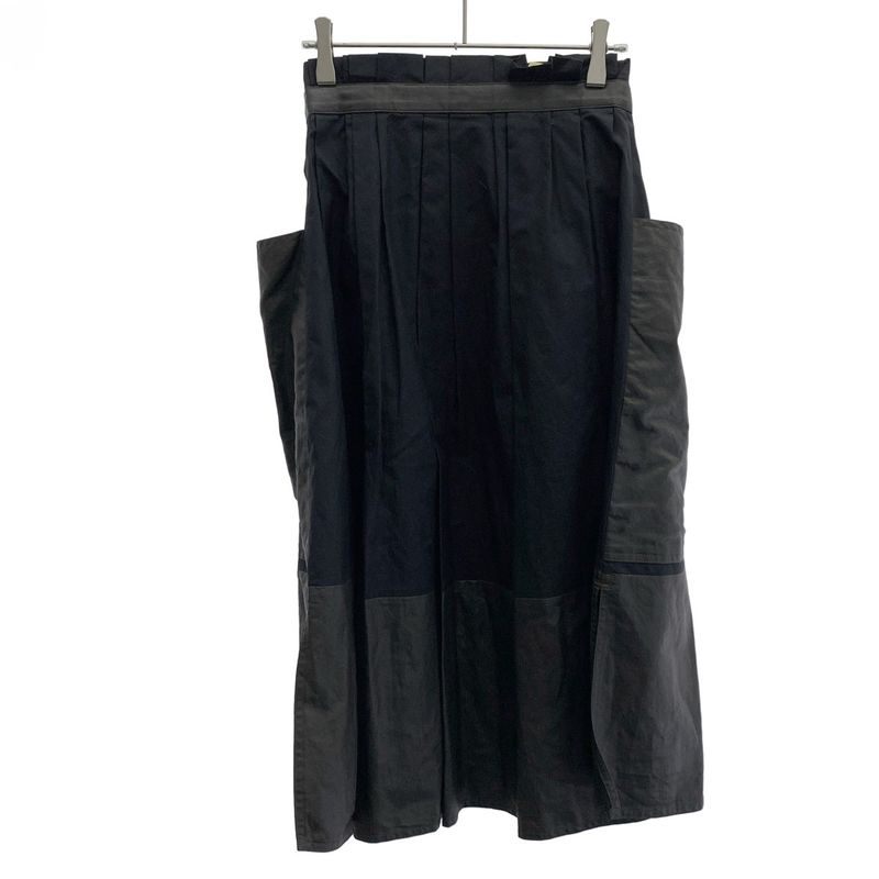 Balenciaga 13ss Cotton Poplin Linen Design Skirt 301622 Tcb21 Black Brown 34