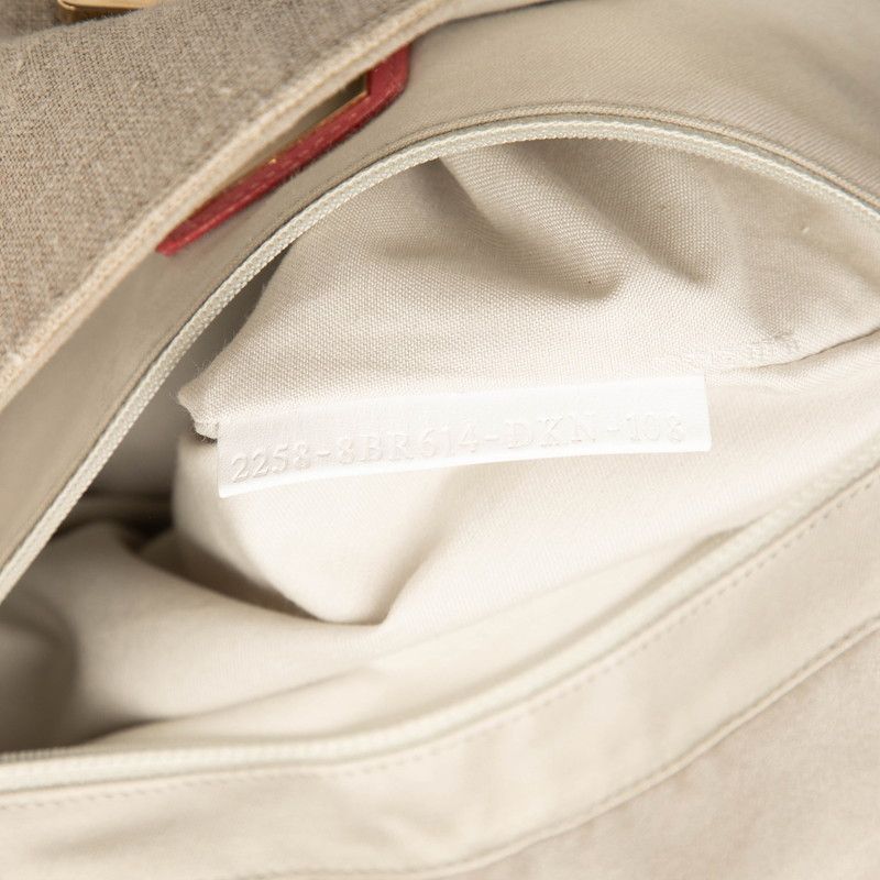 Fendi Flower Embroidered Mia One Shoulder Bag 8br614 Beige Pink Canvas Leather