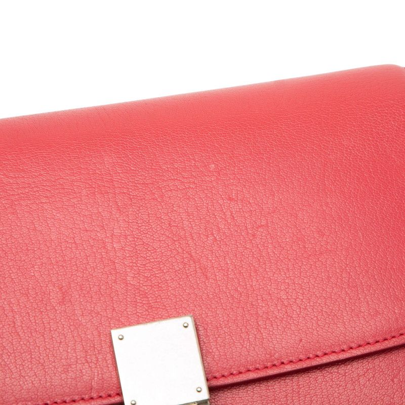 Celine Classic Box Medium Red Leather Women's Celine