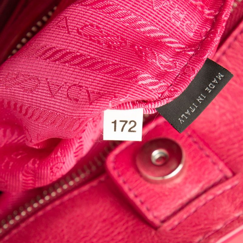 Prada Triangle Logo Plate Handbag Shoulder Bag 2WAY Pink Leather Women Prada