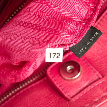 Prada Triangle Logo Plate Handbag Shoulder Bag 2WAY Pink Leather Women Prada