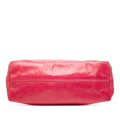 Prada Triangle Logo Plate Handbag Shoulder Bag 2WAY Pink Leather Women Prada