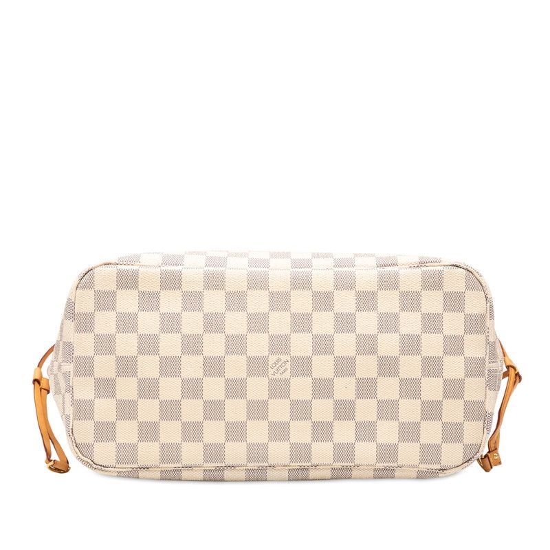 Louis Vuitton Damier Azure Neverfull MM Tote Shoulder Bag N51107 White Ivory