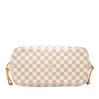 Louis Vuitton Damier Azure Neverfull MM Tote Shoulder Bag N51107 White Ivory