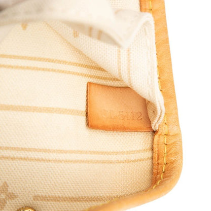 Louis Vuitton Damier Azure Neverfull MM Tote Shoulder Bag N51107 White Ivory