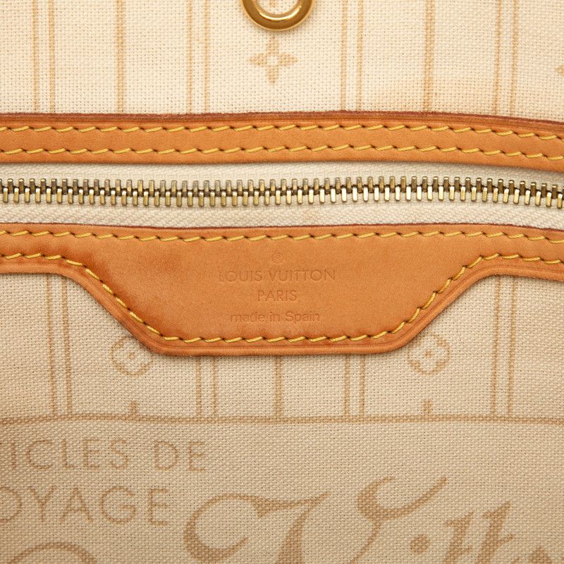 Louis Vuitton Damier Azure Neverfull MM Tote Shoulder Bag N51107 White Ivory