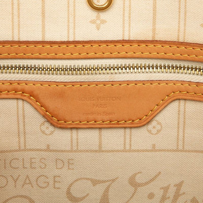 Louis Vuitton Damier Azure Neverfull MM Tote Shoulder Bag N51107 White Ivory