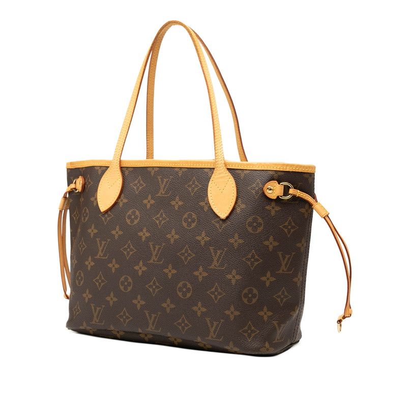 Louis Vuitton Monogram Neverfull PM Handbag Tote Bag M40155 Brown PVC Leather
