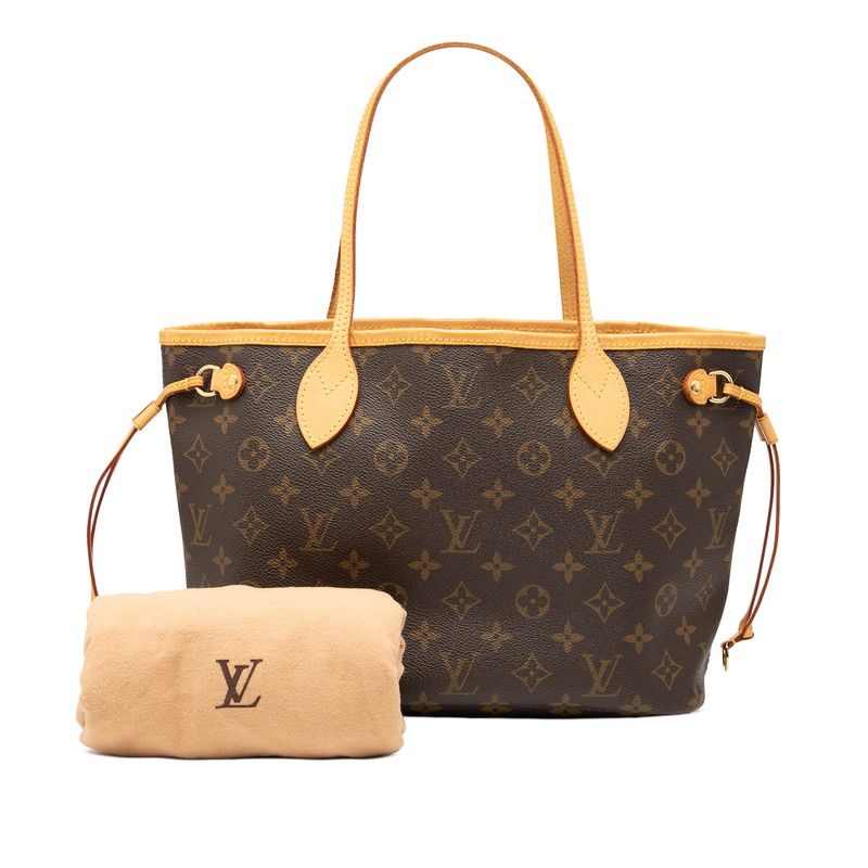 Louis Vuitton Monogram Neverfull PM Handbag Tote Bag M40155 Brown PVC Leather