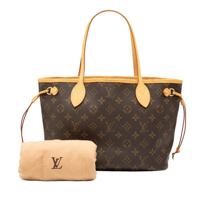 Louis Vuitton Monogram Neverfull PM Handbag Tote Bag M40155 Brown PVC Leather