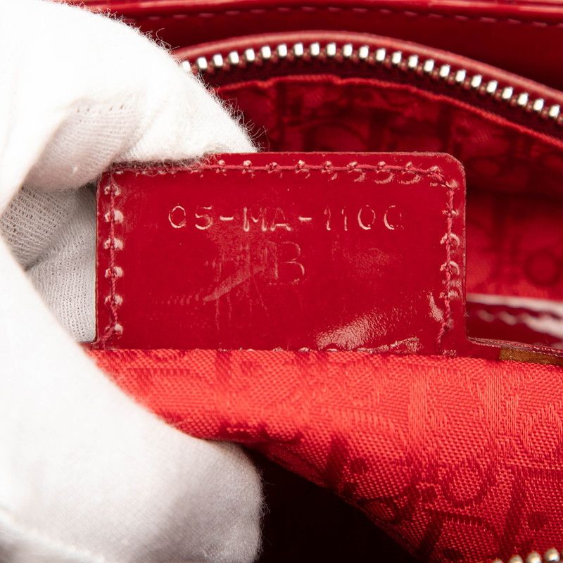 Christian Dior Canage Lady Dior Large Handbag Shoulder Bag 2WAY Red Patent