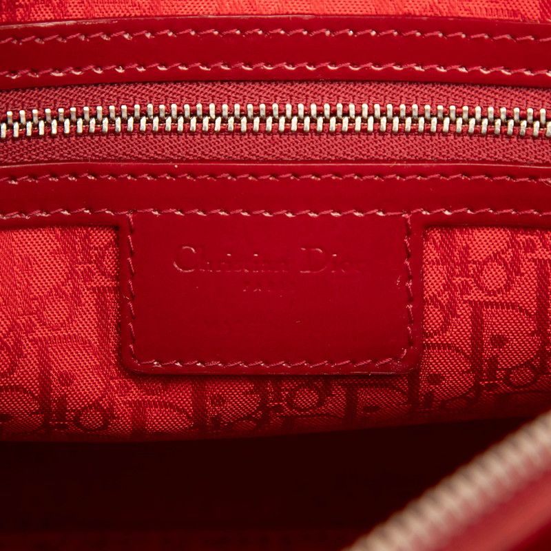 Christian Dior Canage Lady Dior Large Handbag Shoulder Bag 2WAY Red Patent
