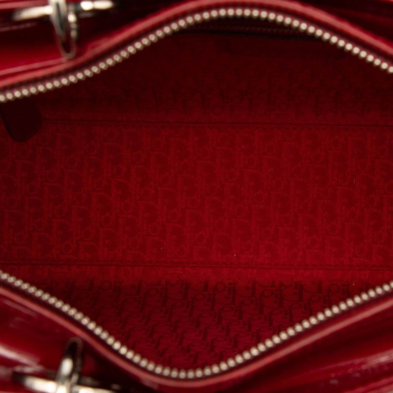 Christian Dior Canage Lady Dior Large Handbag Shoulder Bag 2WAY Red Patent