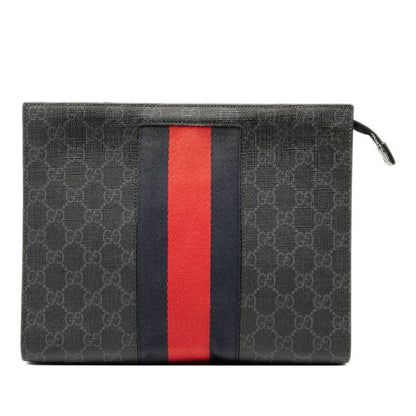 Gucci GG Supreme Sherry Line Clutch Bag Second Bag 475316 Black Gray PVC