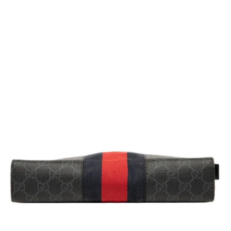 Gucci GG Supreme Sherry Line Clutch Bag Second Bag 475316 Black Gray PVC