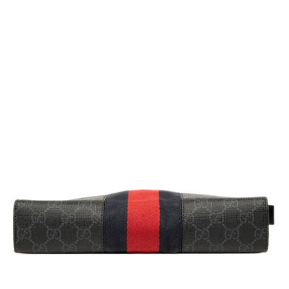 Gucci GG Supreme Sherry Line Clutch Bag Second Bag 475316 Black Gray PVC