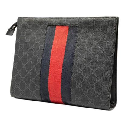 Gucci GG Supreme Sherry Line Clutch Bag Second Bag 475316 Black Gray PVC