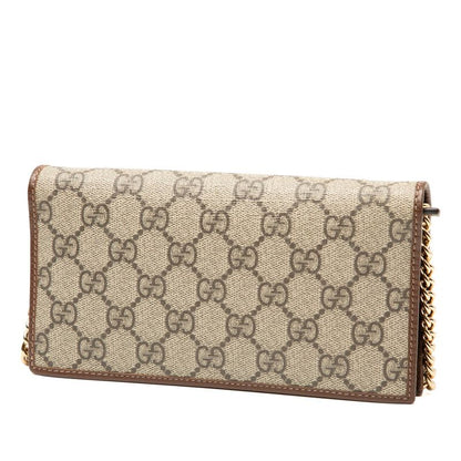 Gucci GG Supreme Horsebit Chain Wallet Shoulder Bag 621892 Brown Beige PVC