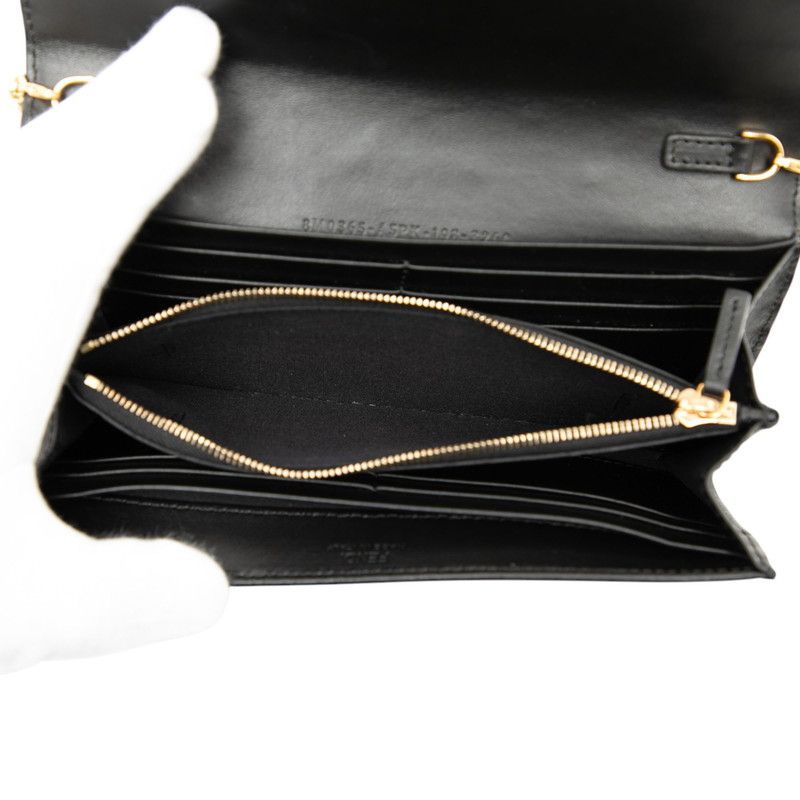Fendi F Is Fendi Chain Wallet Long Wallet 8m0365 Black Leather Women Fendi