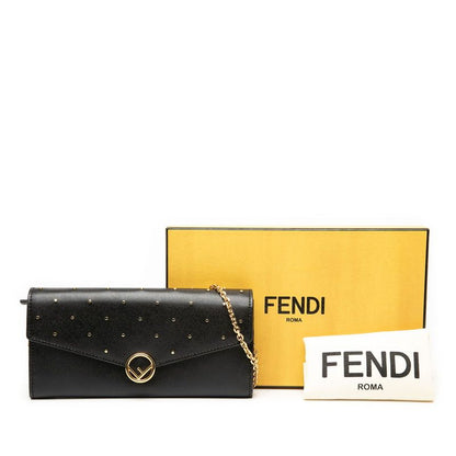 Fendi F Is Fendi Chain Wallet Long Wallet 8m0365 Black Leather Women Fendi