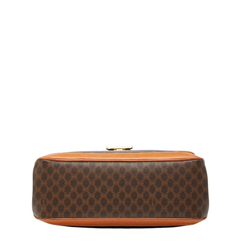 Celine Macadam Top Handle Handbag Brown PVC Leather Women Celine