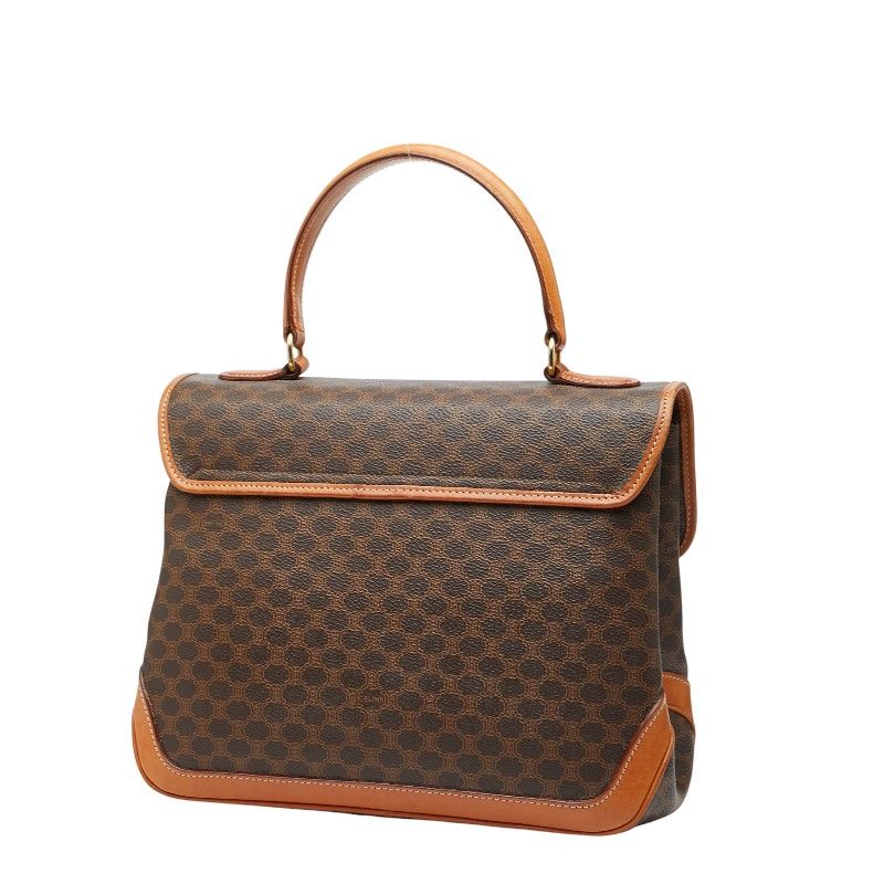 Celine Macadam Top Handle Handbag Brown PVC Leather Women Celine