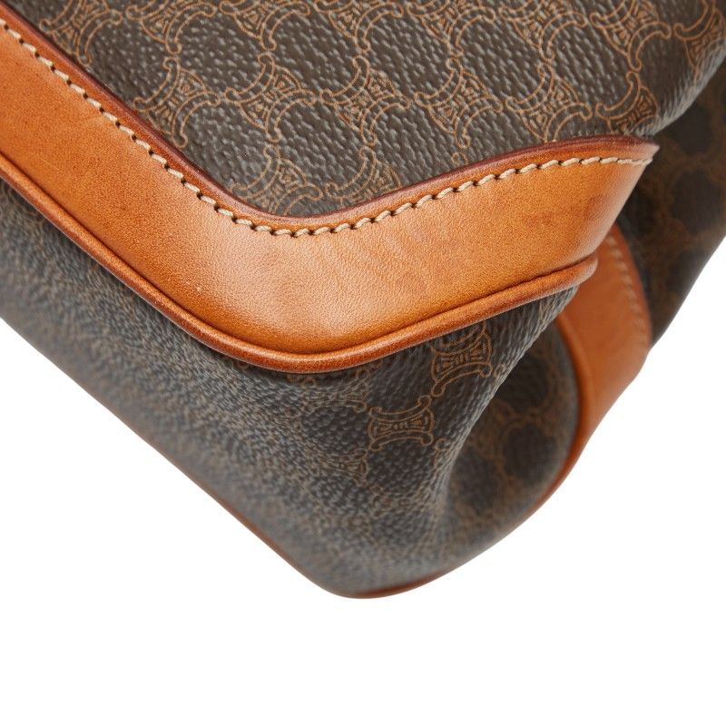 Celine Macadam Top Handle Handbag Brown PVC Leather Women Celine