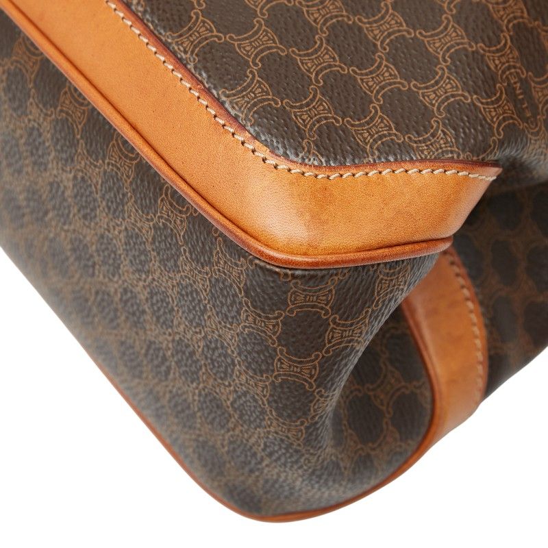 Celine Macadam Top Handle Handbag Brown PVC Leather Women Celine