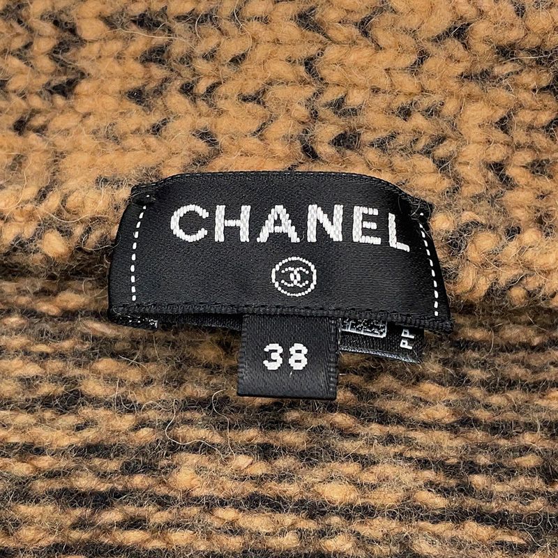 Chanel Cardigan CC Logo Wool Cashmere Rhinestone 38