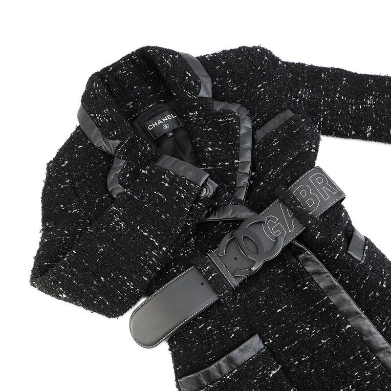 Chanel Coat Tweed 38 Black