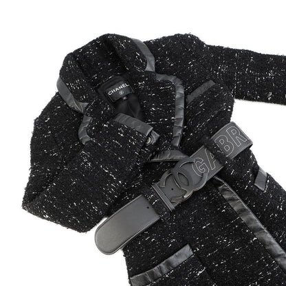 Chanel Coat Tweed 38 Black