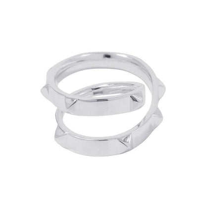 Hermes Ring Clou de Double Finger Silver 52