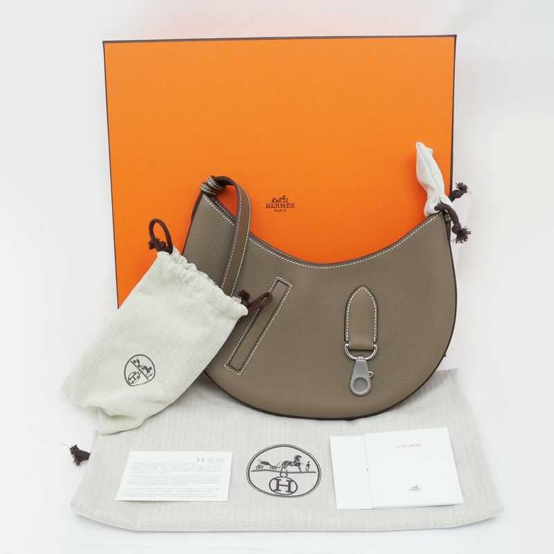 Hermes Petit Arson Etoupe Silver-hardware Togo W Engraved Leather
