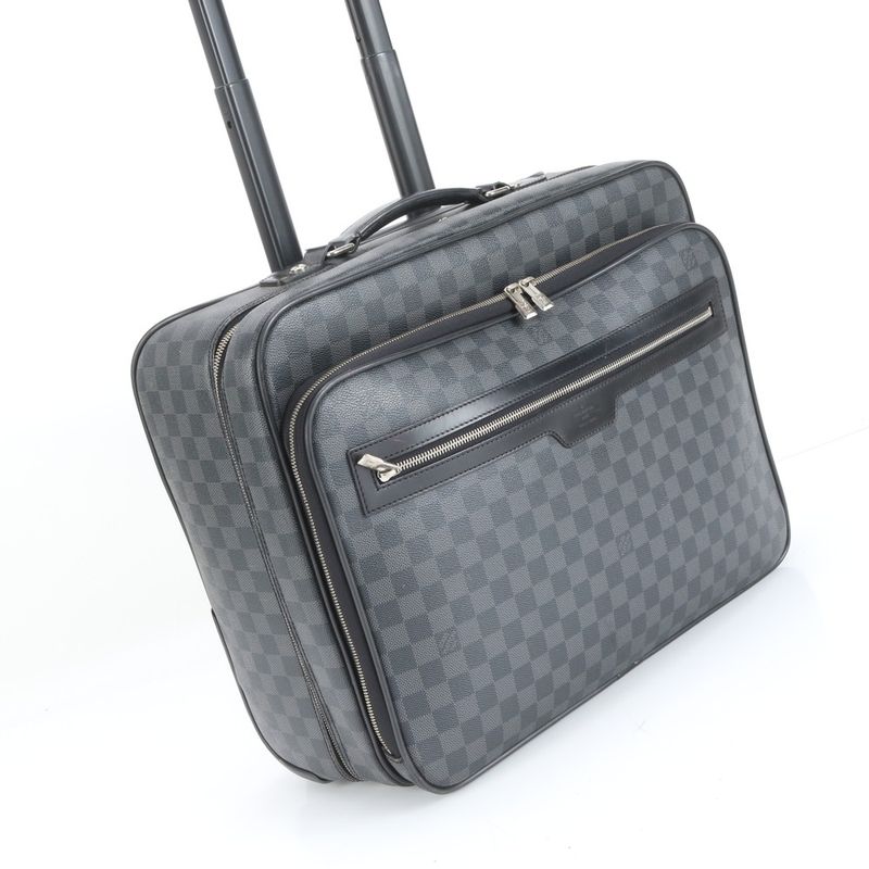 Extreme Louis Vuitton Damier Graphite Pilot Case N23206 Suitcase Carry Case Bag