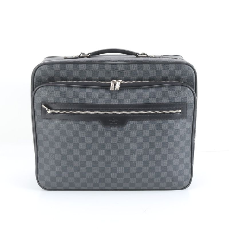 Extreme Louis Vuitton Damier Graphite Pilot Case N23206 Suitcase Carry Case Bag