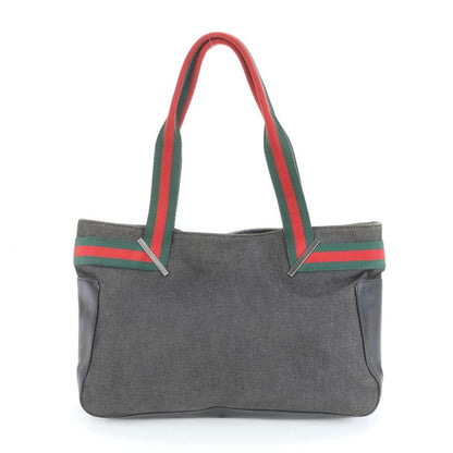 Gucci Sherry Line Denim 73983 Leather Tote Bag Shoulder Hand Genuine