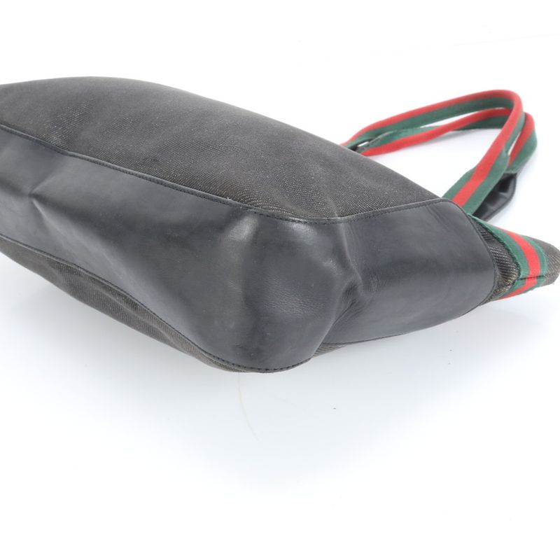 Gucci Sherry Line Denim 73983 Leather Tote Bag Shoulder Hand Genuine