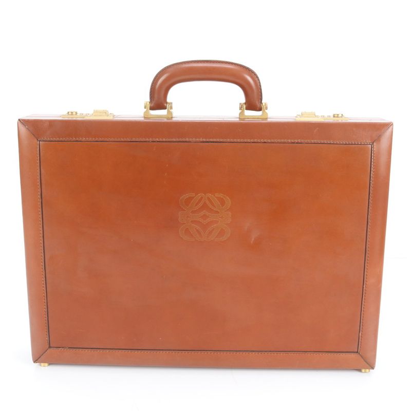 Pole Loewe Anagram Leather Attache Case Hard Case Document Bag Business Travel