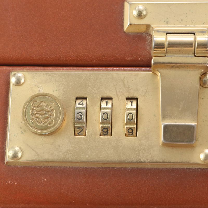 Pole Loewe Anagram Leather Attache Case Hard Case Document Bag Business Travel